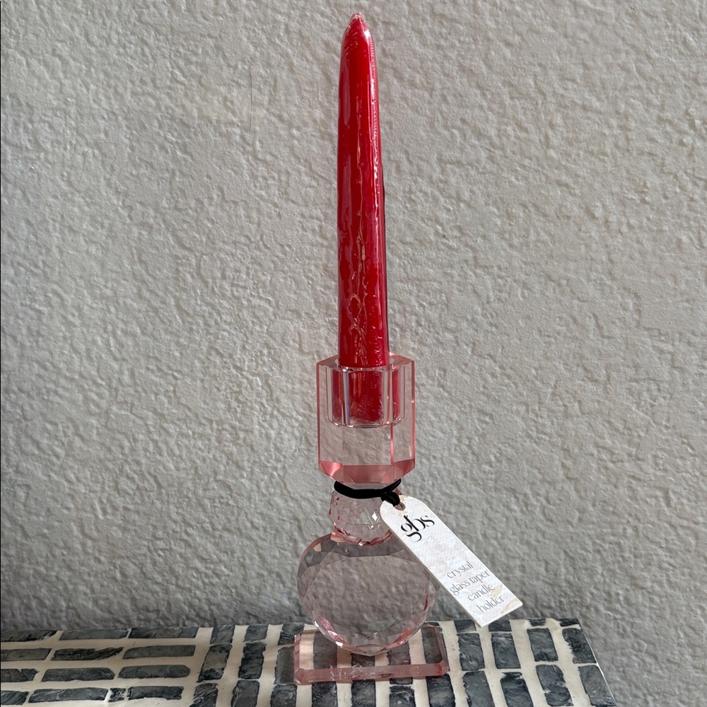 🆕(Like Anthro) GBS Heart Crystal Glass Taper Candleholder